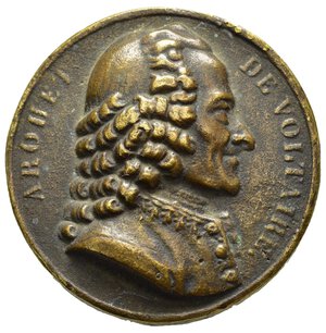 obverse: Medaglie Estere. François-Marie Arouet Voltaire. Medaglia uniface, fusa. AE (48,66 g - 39,8 mm). SPL