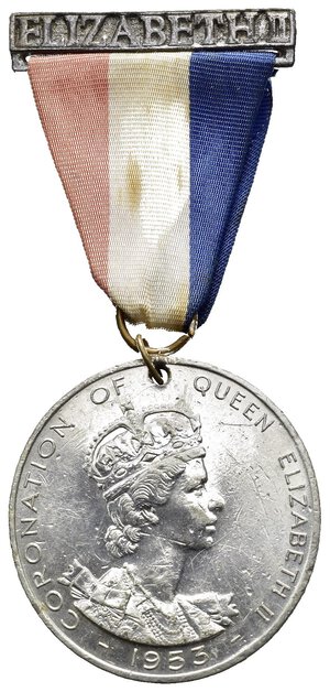 obverse: Medaglie Estere – Regno Unito (UK) – Regina Elisabetta II (1952-2022) – Incoronazione. Medaglia, portativa con doppio anello, emessa per l’incoronazione della regina Elisabetta II. Al dritto mostra un effigie coronata della Regina Elisabetta, rivolta a destra, con la leggenda 