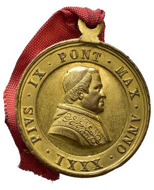 obverse: Medaglie Papali. Pio IX. Medaglia 1877 anno XXXI. Ae dorato (16,5 g - 31,6 mm). Fondi lucenti qFDC 