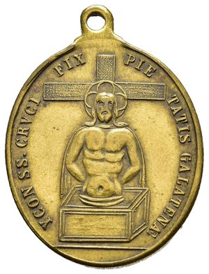 obverse: Medaglie Religiose. Medaglia sec. XVIII con il Santissimo Crocifisso della Pietà di Galatone (Lecce). AE dorato (35x26 mm). SPL