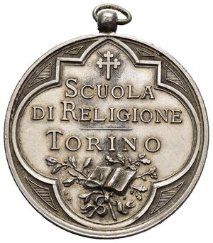 obverse: Medaglie Religiose. Torino. Medaglia Scuola di Religione (senza data). Met. Bianco (17,71 g - 34,6 mm). SPL