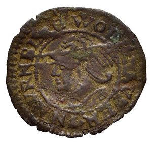 reverse: Gettoni Esteri – Gettone di Conto – Nuremberg – Wolf Lauffer. Emesso nel periodo 1612-1651. Al dritto busto di Mercurio (?) con elmo verso s. e legenda WOLF LAV [...].Al emblema imperiale e GOTTES REICH BLESS [...]. Realizzato in Rame (CU) (ø 15.8mm, 0.5gr.). Conservazione MB. Raro.