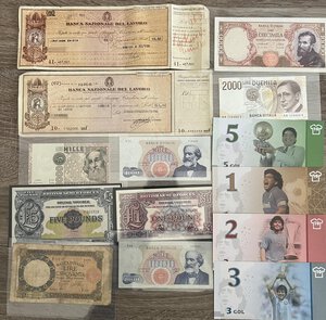 obverse: Lotto di banconote Italiane, British Armed Forces, assegni anni  40, banconote da collezione Maradona Napoli