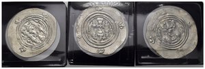 reverse: Monete Antiche. Sasanian Kings. Lotto di 3 dracme. Ag 