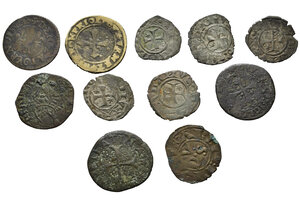 obverse: Zecche Italiane. Lotto di 9 monete italiane da catalogare + 1 di area francese. Perugia, Chieti, Venezia, Ravenna.