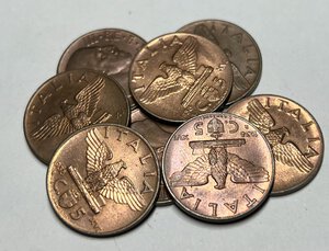 obverse: Regno d Italia. Lotto di 8 monete da 5 centesimi impero 1938. FDC