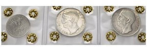 reverse: Regno d Italia. Vittorio Emanuele III. Lotto di 3 monete. 25 centesimi 1902 e 10 lire 1927 ** due rosette (2). Periziate SPH - BB