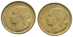 reverse: Monete Mondiali. Francia. Lotto di 2 monete da 20 francs 1951 e 1953 B in belle conservazioni. 