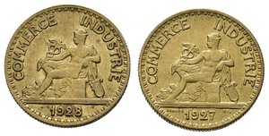 obverse: Monete Mondiali. Francia. Lotto di 2 monete da 50 centimes 1927 e 1928 in belle conservazioni. 