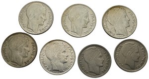 reverse: Monete Mondiali. Francia. Lotto di 7 monete in argento da 10 francs 1930, 1931, 1932, 1933, 1934, 1947, 1948
