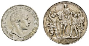 obverse: Monete mondiali. GERMANIA - lotto di 2 monete in argento. 3 mark 1913; 2 mark 1900 A