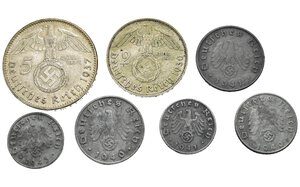 obverse: Monete Mondiali. Germania, terzo reich. Lotto di 7 monete