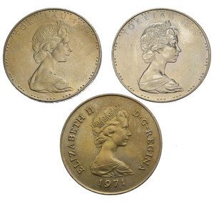 obverse: Monete Mondiali. Gibilterra, Tokelau (Nuova Zelanda). Elisabetta II. Lotto di 3 monete da 25 pence. Ni.