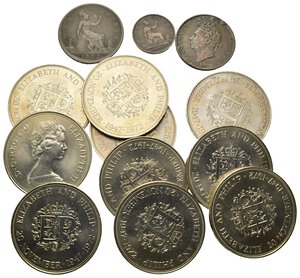 obverse: Monete mondiali. Gran Bretagna. Lotto di 13 monete. Elisabetta II - Victoria - Giorgio IV