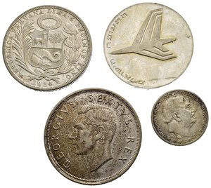 obverse: Monete mondiali. Lotto di 4 monete in argento. Sudafrica, Peru, Montenegro, Israele. BB-SPL