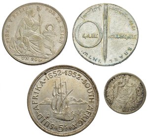reverse: Monete mondiali. Lotto di 4 monete in argento. Sudafrica, Peru, Montenegro, Israele. BB-SPL