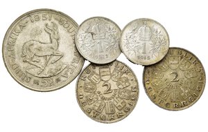obverse: Monete mondiali. Lotto di 5 monete. Ag. Sudafrica, Austria.