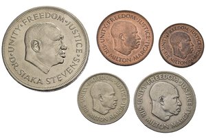 obverse: Monete mondiali. SIERRA LEONE. Lotto 5 monete. Fdc