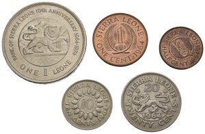 reverse: Monete mondiali. SIERRA LEONE. Lotto 5 monete. Fdc