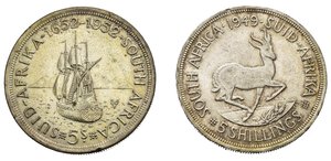 reverse: Monete mondiali. Sudafrica. Lotto di 2 monete in argento. BB-SPL