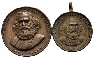 obverse: Medaglie Italiane. Carl Marx. Coppia di medaglie inbronzo (27,4 e 22,2 mm)