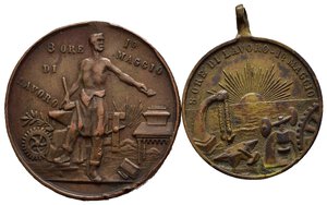 reverse: Medaglie Italiane. Carl Marx. Coppia di medaglie inbronzo (27,4 e 22,2 mm)