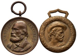 obverse: Medaglie Italiane. Giuseppe Garibaldi. Coppia di medaglie. AE (29 mm e 30 mm). SPL