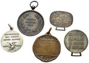 reverse: Medaglie Italiane. Lotto di 5 medaglie di cui una in argento