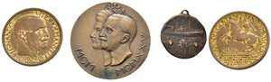 obverse: Medaglie Italiane. Regno d Italia. Lotto di 2 medaglie (Vittorio Emanuele III e Regia Nave Quarnaro) assieme a buono da 2 lire esposizione 1928