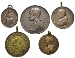 obverse: Medaglie religiose e papali. Lotto di 5 medaglie