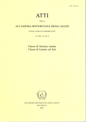 obverse: AA.-VV. -  Atti della Accademia roveretana degli Agiati. Anno accademico 2007. Rovereto,2007. pp 539,  illustrazione nel testo a colori. rilegatura ed. ottimo stato, ottimi contributi fra cui quello di Maurina e Mosca sul ritrovamento di monete romane del  basso impero e Ostrogote.