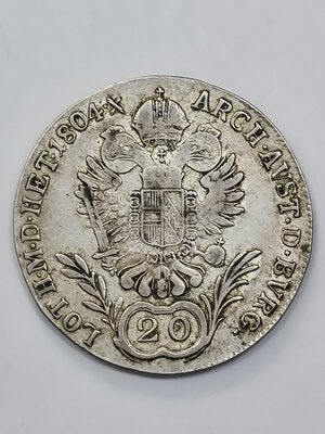reverse: 20 KREUZER 1804 AUSTRIA MB (NC)