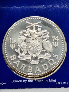 reverse: 10 DOLLARI 1974 BARBADOS NETTUNO FS