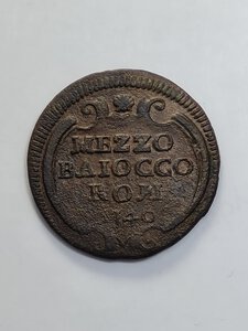 reverse: MEZZO BAIOCCO 1740 SEDE VACANTE ROMA QBB (R )