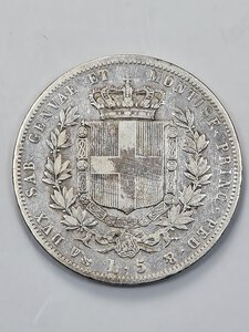 reverse: 5 LIRE 1851 VITTORIO EMANUELE II GENOVA MB (R )