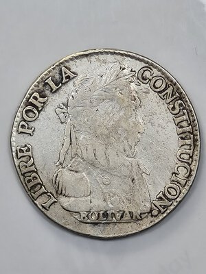 obverse: 4 SUELDOS 1830 BOLIVIA MB/BB