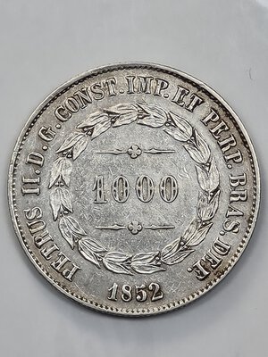 obverse: 1000 REIS 1852 BRASILE BB/SPL