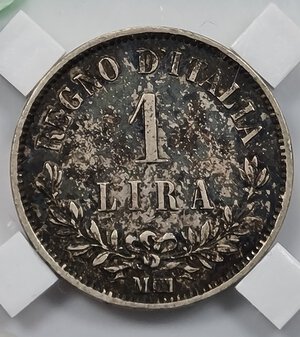 reverse: 1 LIRA 1863 VITTORIO EMANUELE II MILANO QBB (NC)