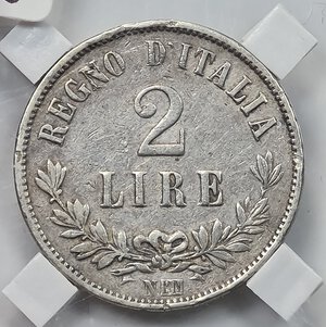 reverse: 2 LIRE 1863 VITTORIO EMANUELE II NAPOLI MB (R )
