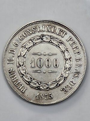 obverse: 1000 REIS 1855 BRASILE MB/QBB