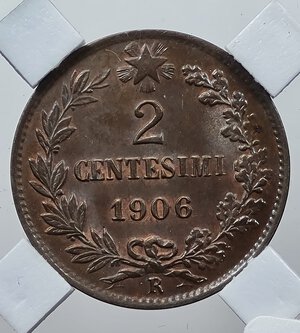 reverse: 2 CENTESIMI 1906 VITTORIO EMANUELE III ROMA FDC 