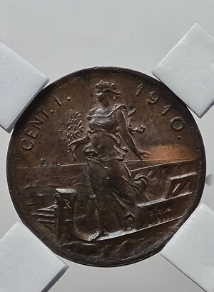 reverse: 1 CENTESIMO 1910 VITTORIO EMANUELE III ROMA FDC 