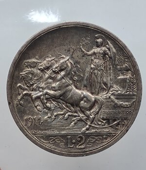 reverse: 2 LIRE 1914 VITTORIO EMANUELE III ROMA SPL
