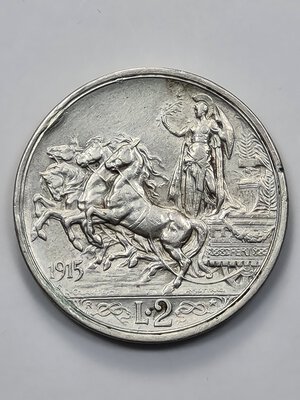 reverse: 2 LIRE 1915 VITTORIO EMANUELE III ROMA BB+