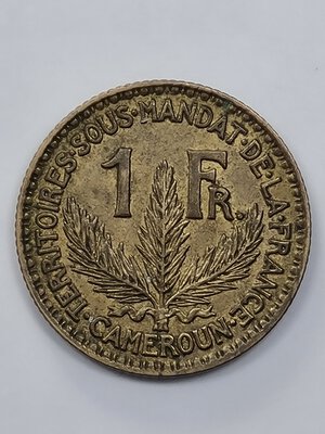 reverse: 1 FRANCO 1926 CAMERUN PROTETTORATO FRANCESE BB (R )