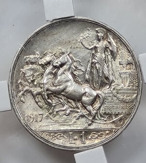 reverse: 1 LIRA 1917 VITTORIO EMANUELE III ROMA BB+