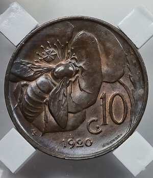 reverse: 10 CENTESIMI 1920 VITTORIO EMANUELE III ROMA QFDC