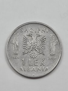 reverse: 1 LEK 1939 ALBANIA VITTORIO EMANUELE III ROMA SPL+