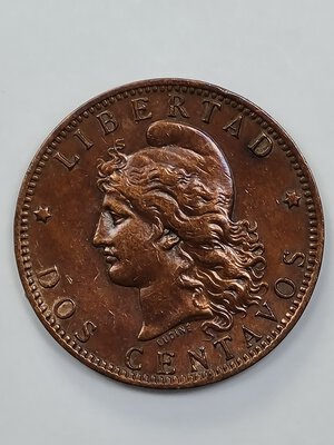 obverse: 2 CENTAVOS 1891 ARGENTINA BB