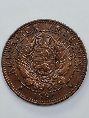 reverse: 2 CENTAVOS 1891 ARGENTINA BB